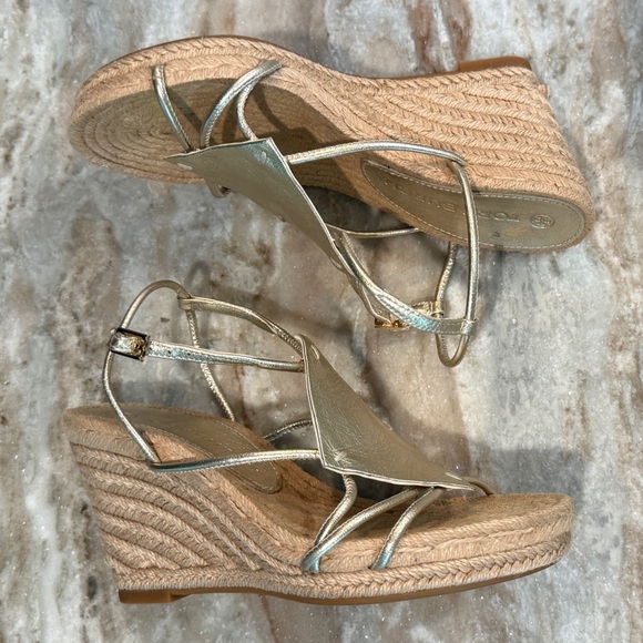 Women’s TORY BURCH diamond patch espadrille wedge sandals- Size 6.5 - Picture 5 of 10